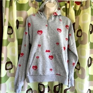 Marled Heart stamped hoodie L NWOT